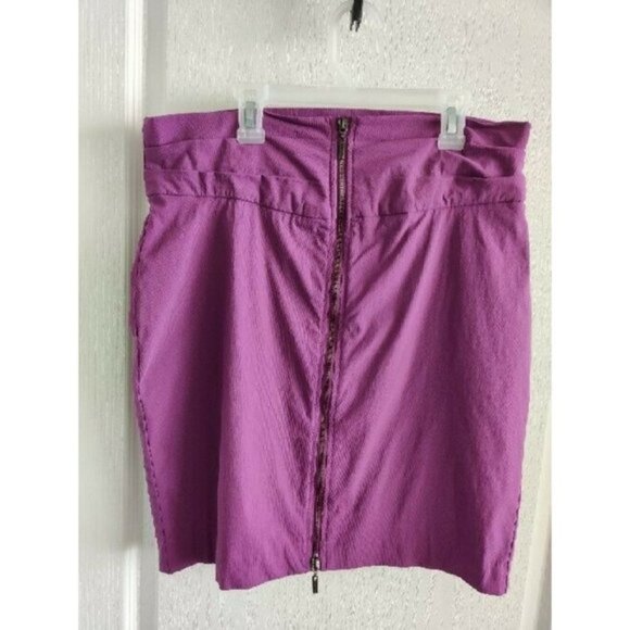Bisou Bisou Stretch Purple Full Zip Front Stretch Skirt Sz.14 - Picture 3 of 9